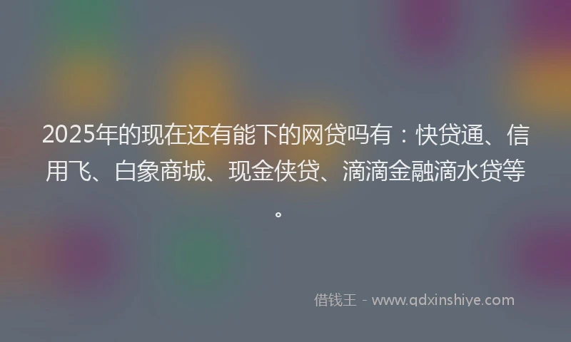 2025年的现在还有能下的网贷吗有：快贷通、信用飞、白象商城、现金侠贷、滴滴金融滴水贷等。