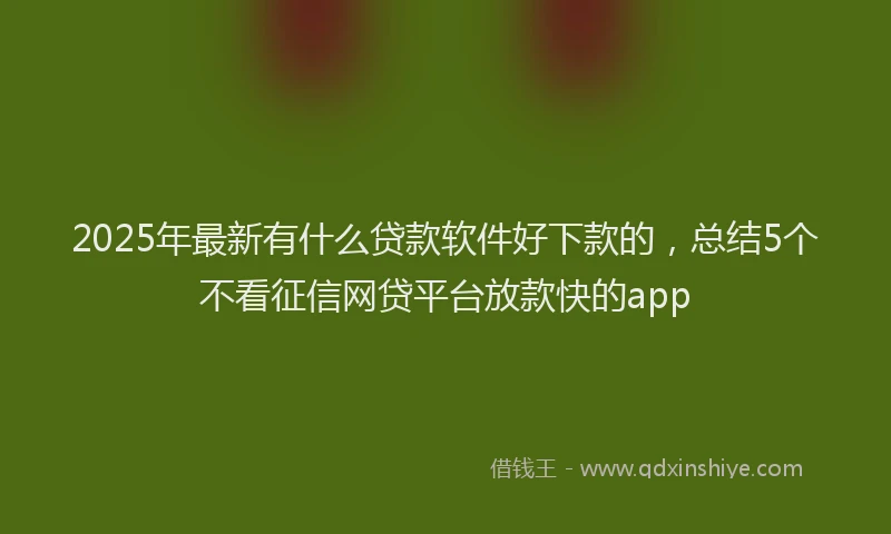 2025年最新有什么贷款软件好下款的，总结5个不看征信网贷平台放款快的app
