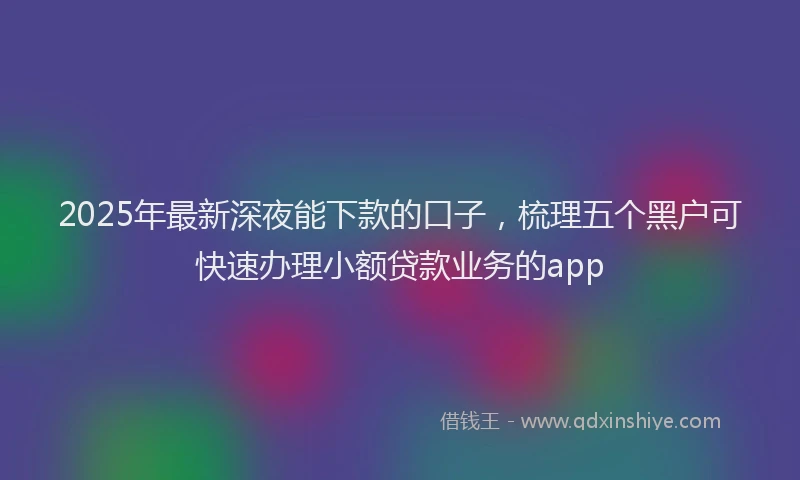 2025年最新深夜能下款的口子，梳理五个黑户可快速办理小额贷款业务的app