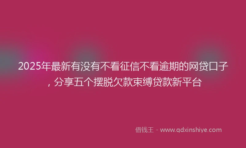 2025年最新有没有不看征信不看逾期的网贷口子，分享五个摆脱欠款束缚贷款新平台
