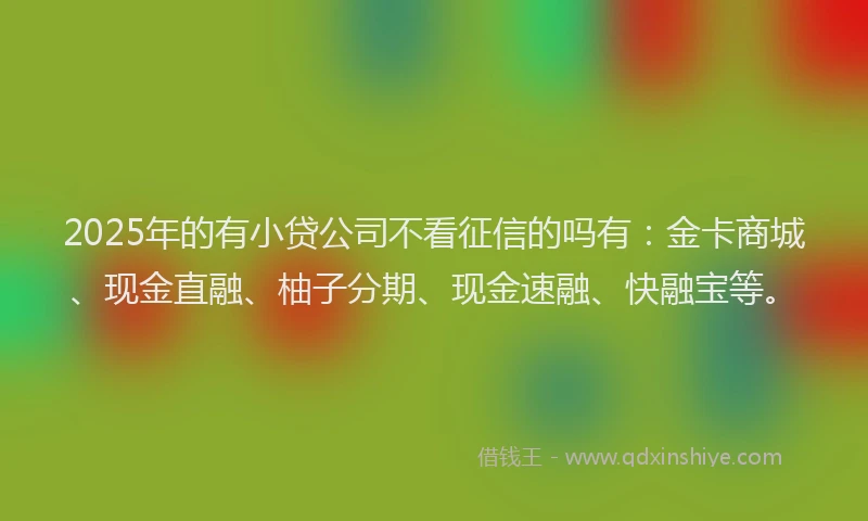 2025年的有小贷公司不看征信的吗有：金卡商城、现金直融、柚子分期、现金速融、快融宝等。