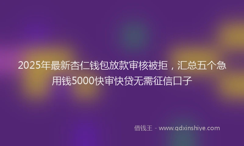 2025年最新杏仁钱包放款审核被拒，汇总五个急用钱5000快审快贷无需征信口子