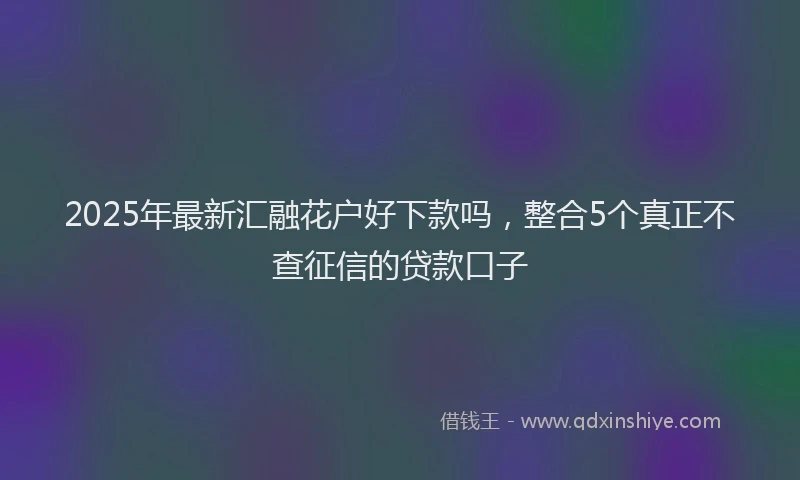 2025年最新汇融花户好下款吗，整合5个真正不查征信的贷款口子