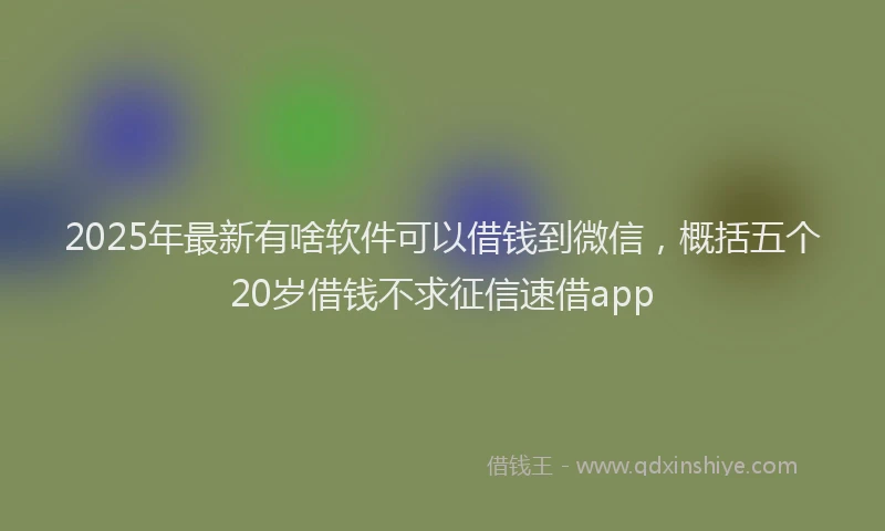 2025年最新有啥软件可以借钱到微信，概括五个20岁借钱不求征信速借app