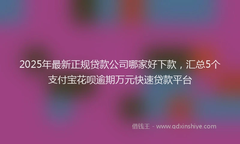 2025年最新正规贷款公司哪家好下款，汇总5个支付宝花呗逾期万元快速贷款平台