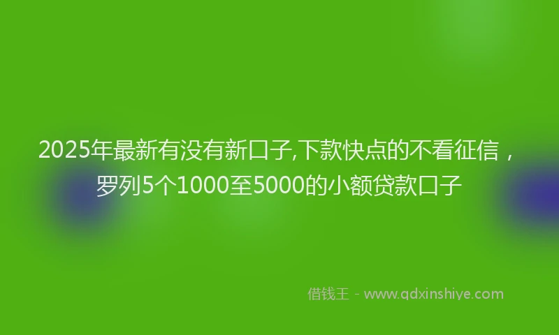 2025年最新有没有新口子,下款快点的不看征信，罗列5个1000至5000的小额贷款口子