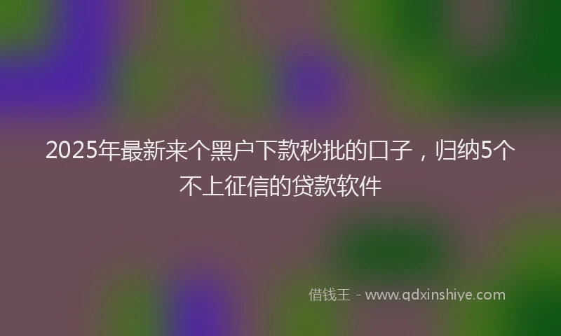 2025年最新来个黑户下款秒批的口子，归纳5个不上征信的贷款软件
