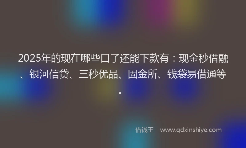 2025年的现在哪些口子还能下款有：现金秒借融、银河信贷、三秒优品、固金所、钱袋易借通等。