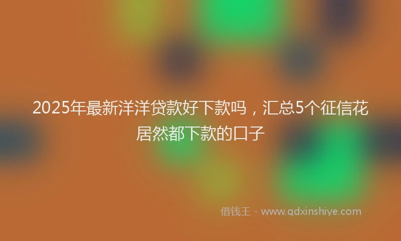 2025年最新洋洋贷款好下款吗，汇总5个征信花居然都下款的口子