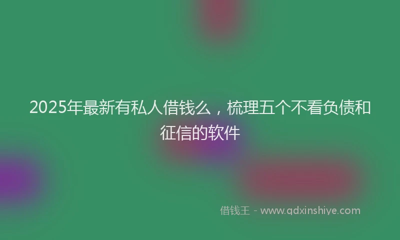 2025年最新有私人借钱么，梳理五个不看负债和征信的软件