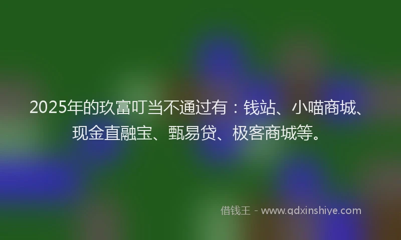 2025年的玖富叮当不通过有：钱站、小喵商城、现金直融宝、甄易贷、极客商城等。