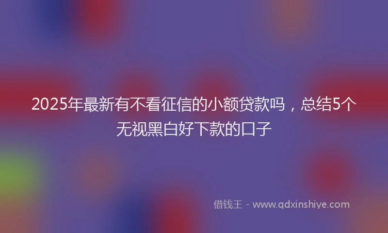 2025年最新有不看征信的小额贷款吗，总结5个无视黑白好下款的口子