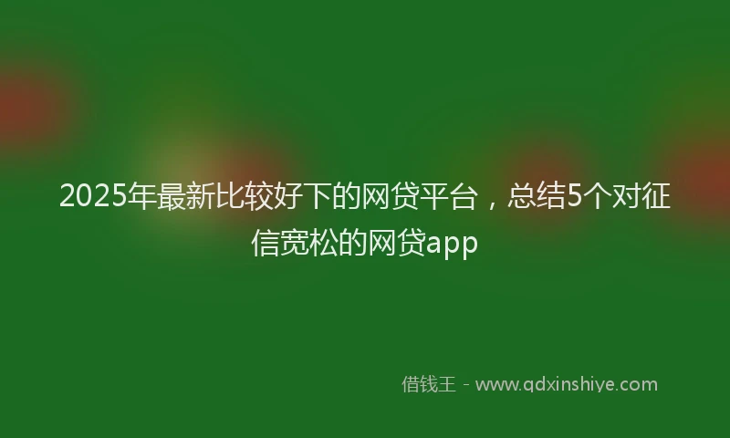 2025年最新比较好下的网贷平台，总结5个对征信宽松的网贷app