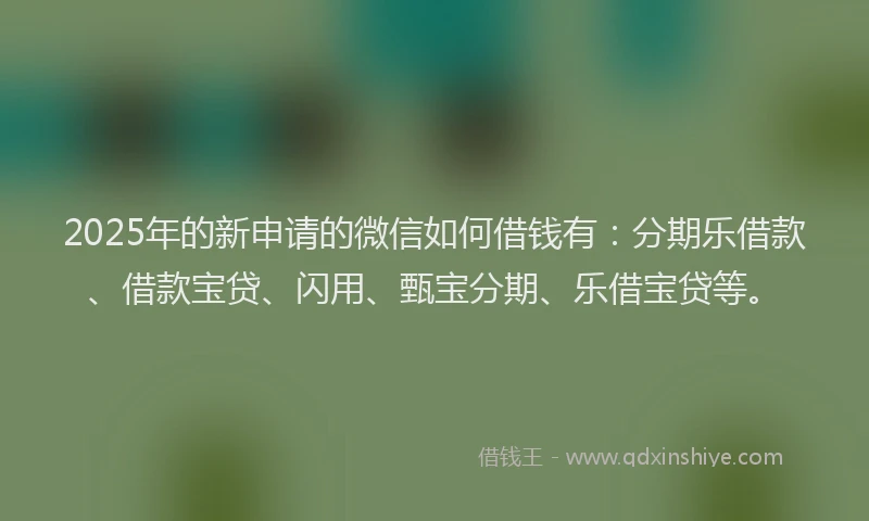 2025年的新申请的微信如何借钱有：分期乐借款、借款宝贷、闪用、甄宝分期、乐借宝贷等。