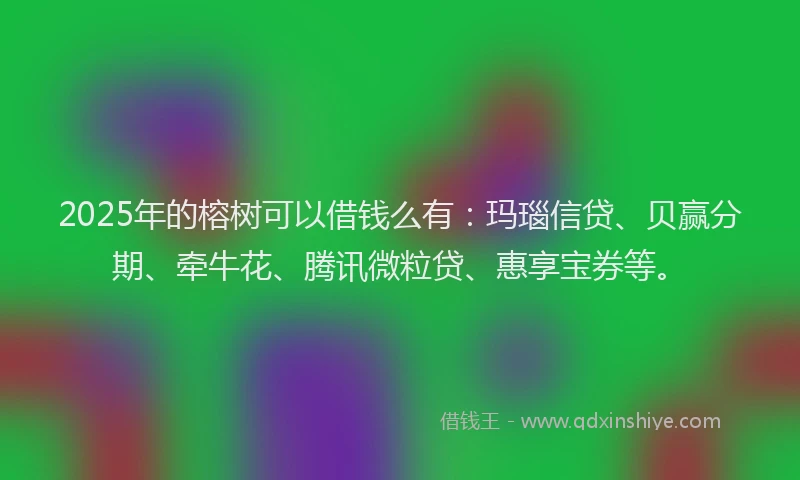 2025年的榕树可以借钱么有：玛瑙信贷、贝赢分期、牵牛花、腾讯微粒贷、惠享宝券等。