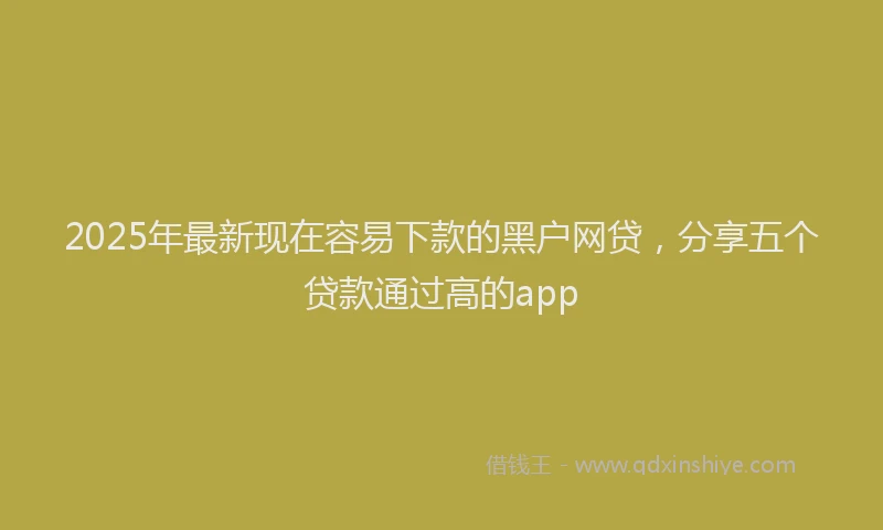 2025年最新现在容易下款的黑户网贷，分享五个贷款通过高的app