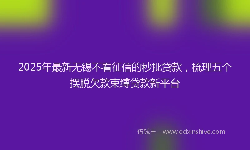 2025年最新无锡不看征信的秒批贷款，梳理五个摆脱欠款束缚贷款新平台