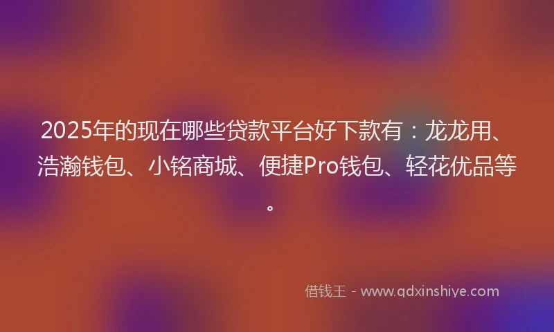 2025年的现在哪些贷款平台好下款有：龙龙用、浩瀚钱包、小铭商城、便捷Pro钱包、轻花优品等。