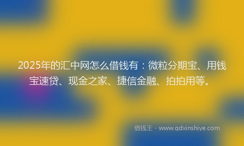 2025年的汇中网怎么借钱有：微粒分期宝、用钱宝速贷、现金之家、捷信金融、拍拍用等。