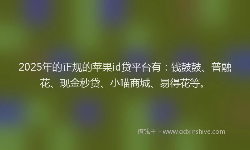 2025年的正规的苹果id贷平台有：钱鼓鼓、普融花、现金秒贷、小喵商城、易得花等。