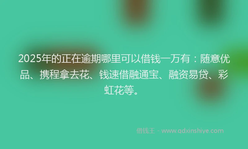 2025年的正在逾期哪里可以借钱一万有：随意优品、携程拿去花、钱速借融通宝、融资易贷、彩虹花等。