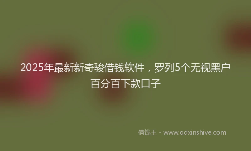2025年最新新奇骏借钱软件，罗列5个无视黑户百分百下款口子