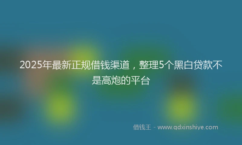 2025年最新正规借钱渠道，整理5个黑白贷款不是高炮的平台