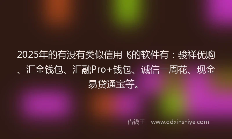 2025年的有没有类似信用飞的软件有：骏祥优购、汇金钱包、汇融Pro+钱包、诚信一周花、现金易贷通宝等。