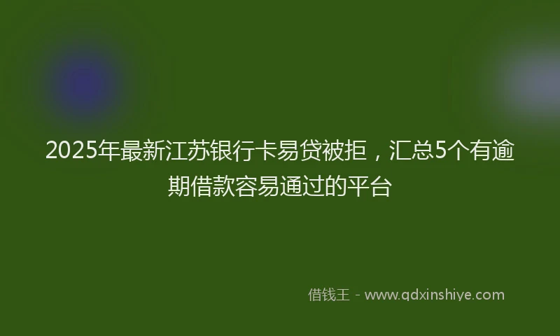 2025年最新江苏银行卡易贷被拒，汇总5个有逾期借款容易通过的平台