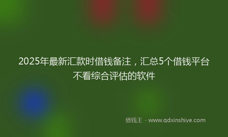 2025年最新汇款时借钱备注，汇总5个借钱平台不看综合评估的软件