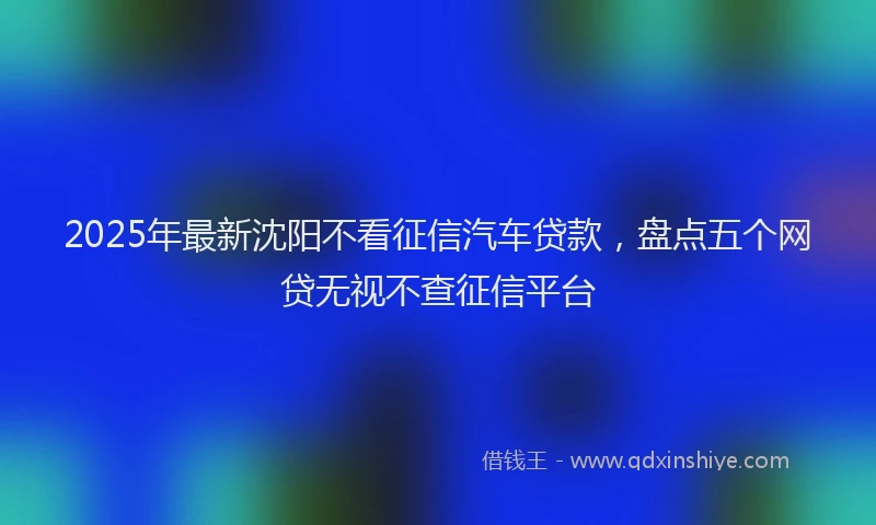 2025年最新沈阳不看征信汽车贷款，盘点五个网贷无视不查征信平台