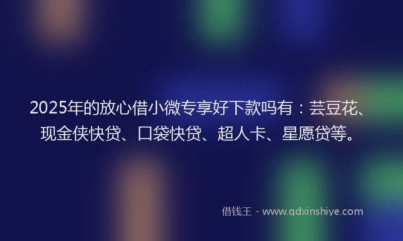 2025年的放心借小微专享好下款吗有：芸豆花、现金侠快贷、口袋快贷、超人卡、星愿贷等。