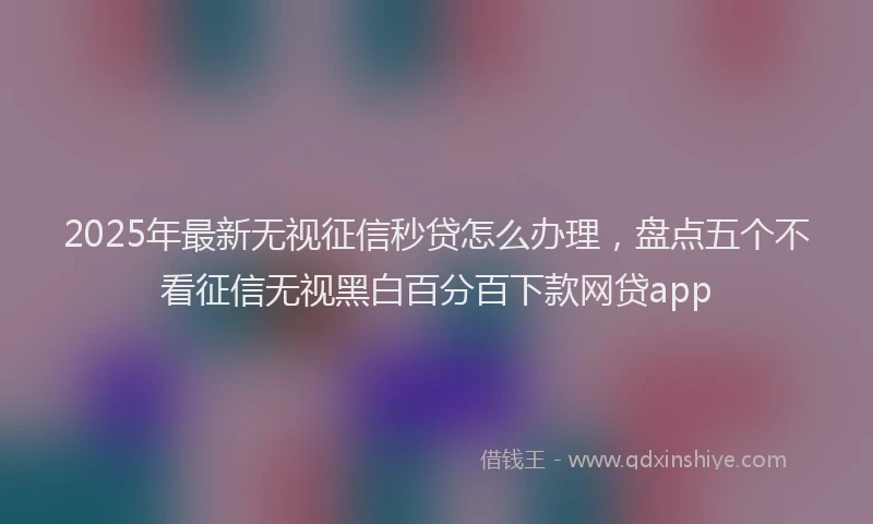 2025年最新无视征信秒贷怎么办理，盘点五个不看征信无视黑白百分百下款网贷app