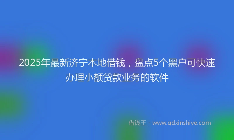 2025年最新济宁本地借钱，盘点5个黑户可快速办理小额贷款业务的软件