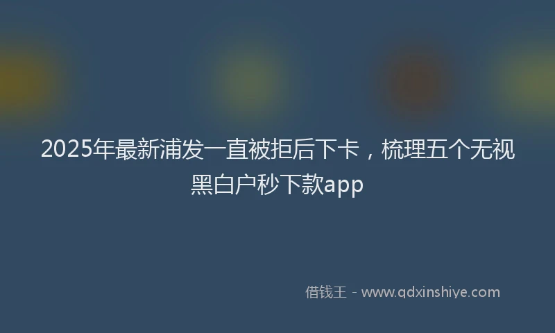 2025年最新浦发一直被拒后下卡，梳理五个无视黑白户秒下款app