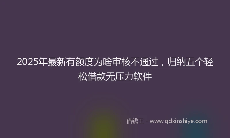 2025年最新有额度为啥审核不通过，归纳五个轻松借款无压力软件