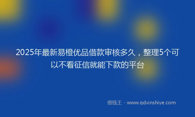 2025年最新易橙优品借款审核多久，整理5个可以不看征信就能下款的平台