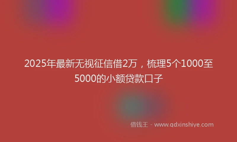 2025年最新无视征信借2万，梳理5个1000至5000的小额贷款口子
