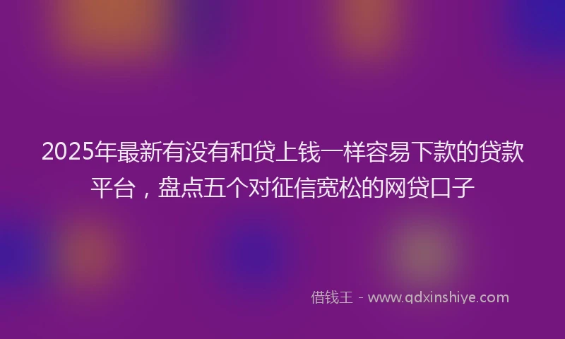 2025年最新有没有和贷上钱一样容易下款的贷款平台，盘点五个对征信宽松的网贷口子