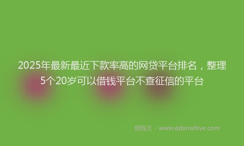 2025年最新最近下款率高的网贷平台排名，整理5个20岁可以借钱平台不查征信的平台