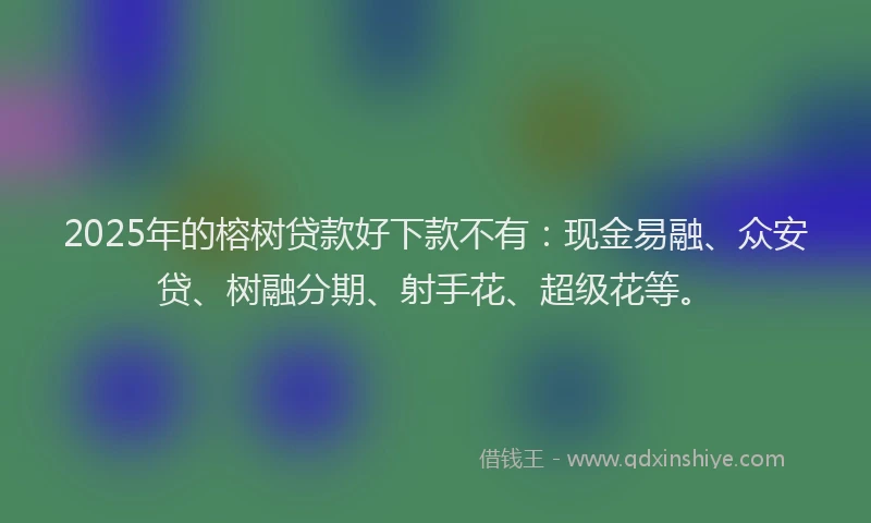 2025年的榕树贷款好下款不有：现金易融、众安贷、树融分期、射手花、超级花等。