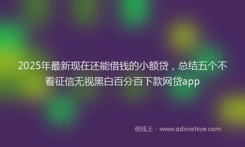 2025年最新现在还能借钱的小额贷，总结五个不看征信无视黑白百分百下款网贷app