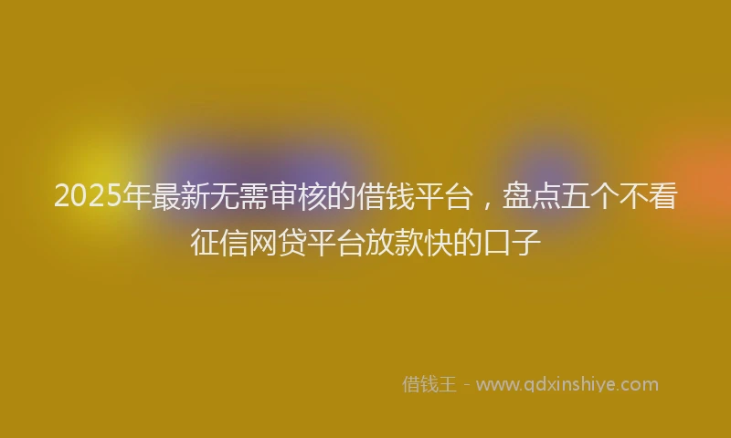 2025年最新无需审核的借钱平台，盘点五个不看征信网贷平台放款快的口子