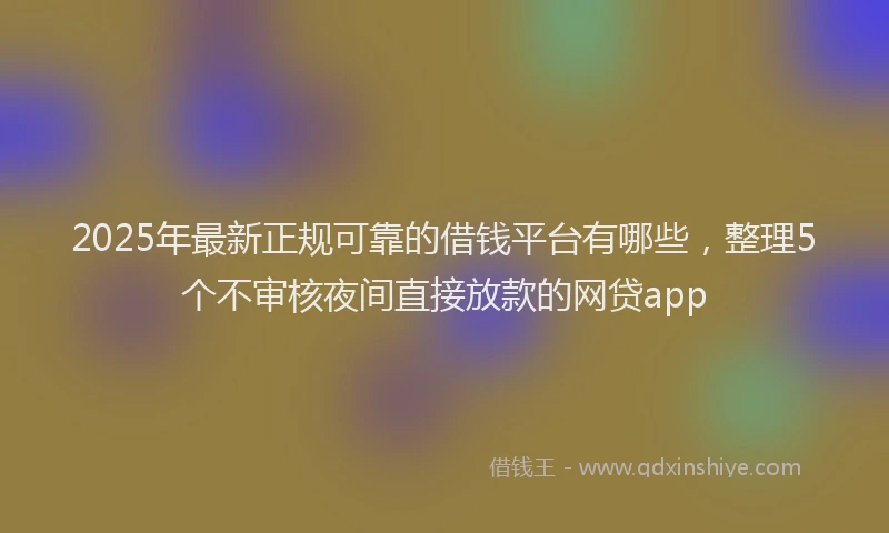 2025年最新正规可靠的借钱平台有哪些，整理5个不审核夜间直接放款的网贷app