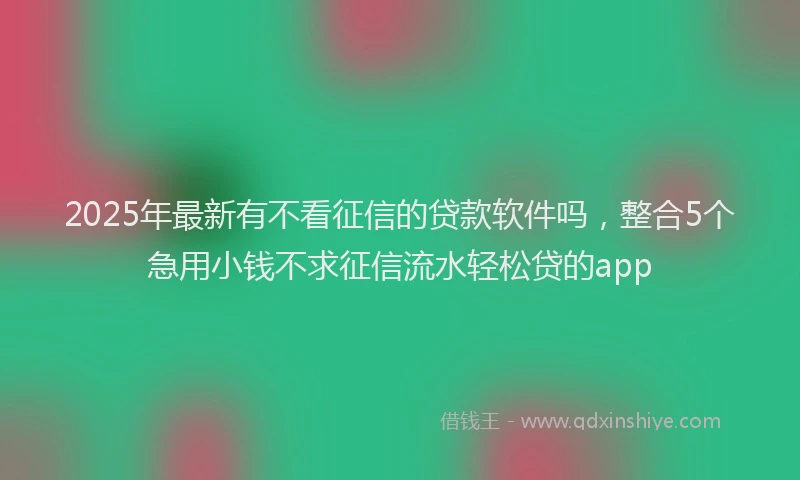 2025年最新有不看征信的贷款软件吗，整合5个急用小钱不求征信流水轻松贷的app
