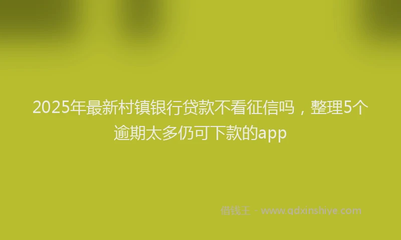 2025年最新村镇银行贷款不看征信吗，整理5个逾期太多仍可下款的app