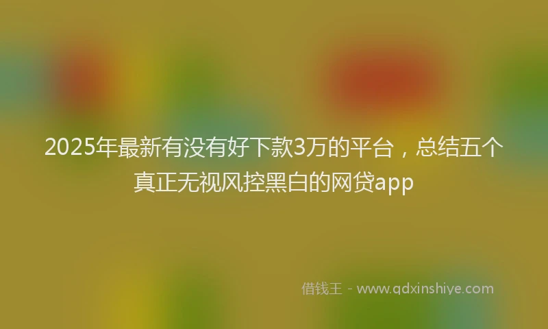 2025年最新有没有好下款3万的平台，总结五个真正无视风控黑白的网贷app