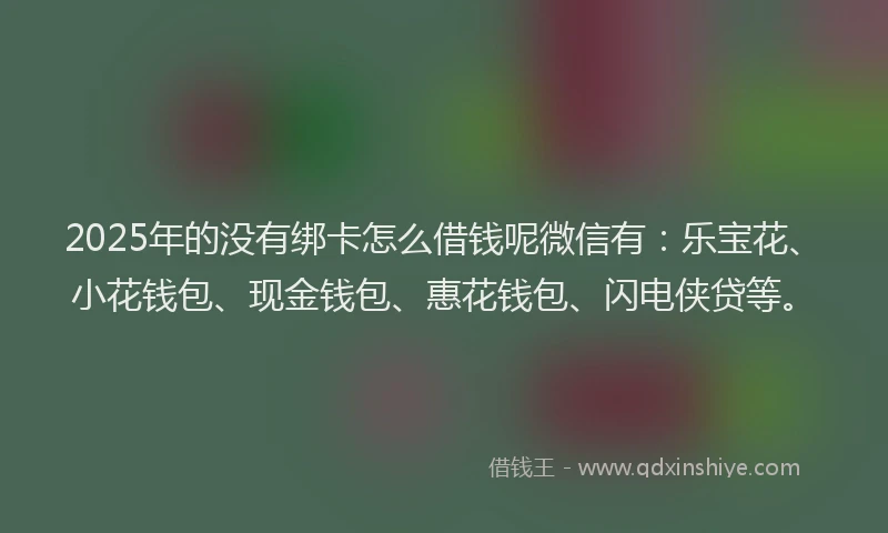 2025年的没有绑卡怎么借钱呢微信有：乐宝花、小花钱包、现金钱包、惠花钱包、闪电侠贷等。