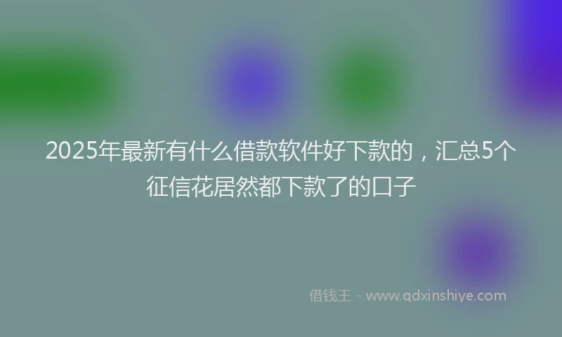 2025年最新有什么借款软件好下款的，汇总5个征信花居然都下款了的口子