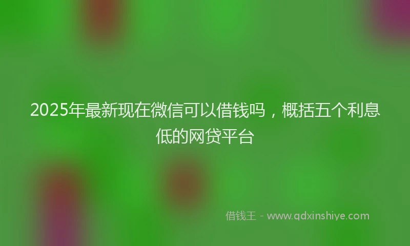 2025年最新现在微信可以借钱吗，概括五个利息低的网贷平台